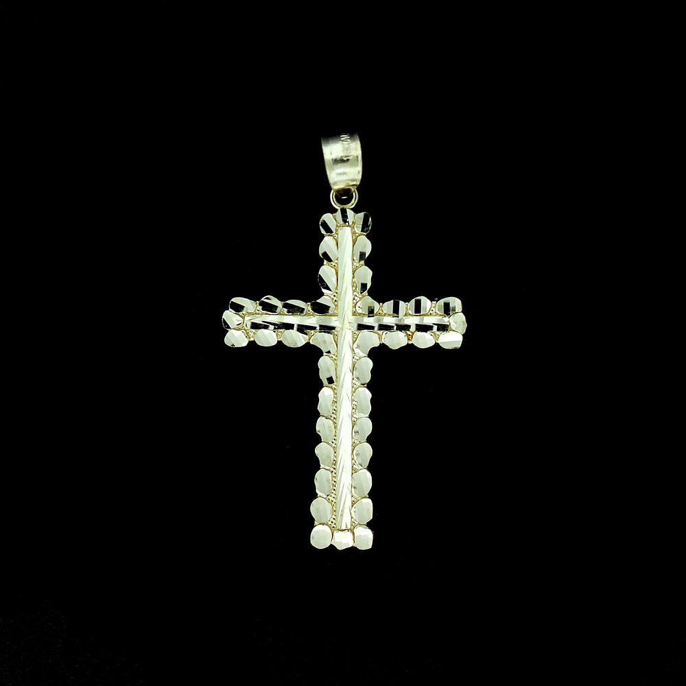 Men's 10K Yellow Gold Diamond Cut Nugget Cross Charm Pendant