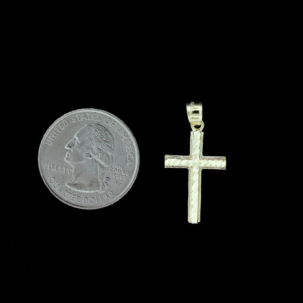 10K Yellow Gold Men's Cross Charm Pendant Diamond Cut, Brand New, 10KT Real Gold