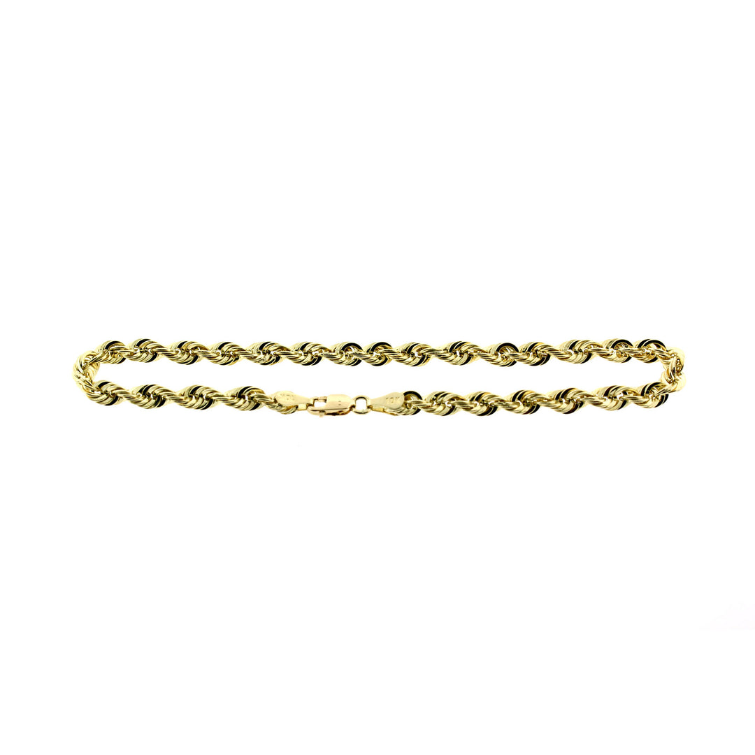 Real 10K Yellow Gold 2mm Rope Chain Bracelet Anklet Men Women 7" 8" 9" 10"