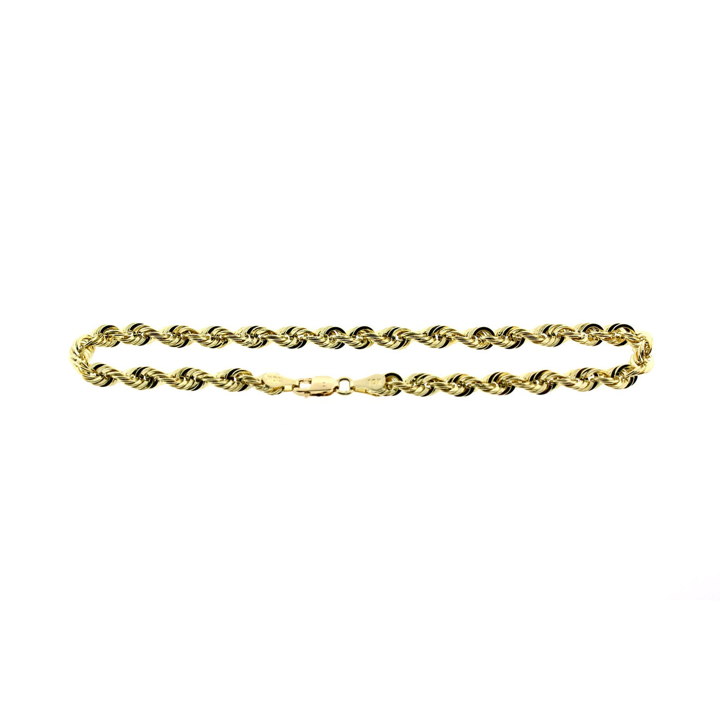 Real 10K Yellow Gold 3mm Rope Chain Bracelet Anklet Men Women 7" 8" 9"