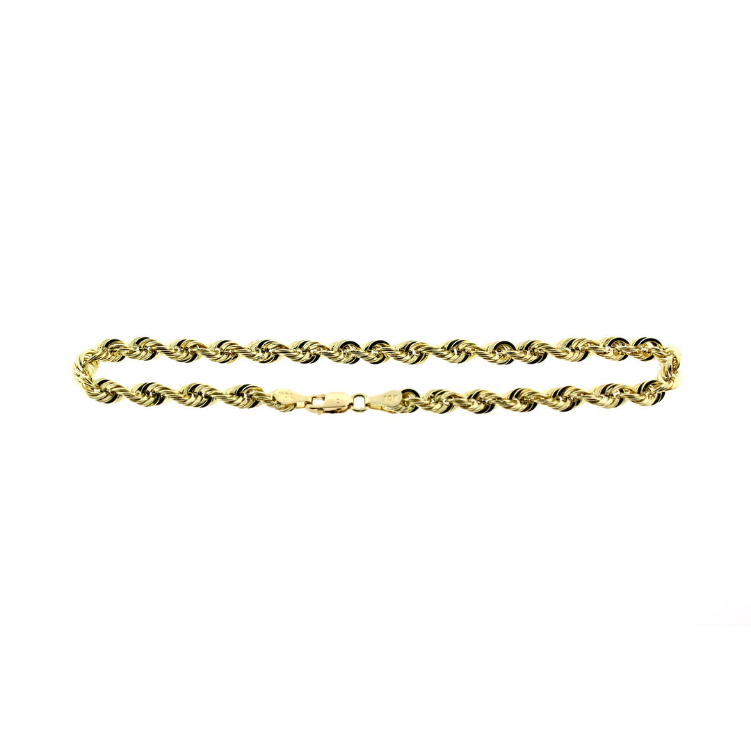 Real 10K Yellow Gold 2mm - 6mm Rope Chain Bracelet Anklet Men Women 7" 8" 9" 10"