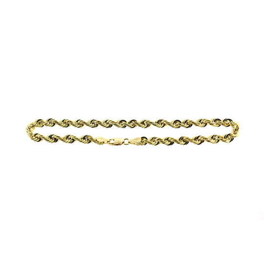 Real 10K Yellow Gold 2mm - 6mm Rope Chain Bracelet Anklet Men Women 7" 8" 9" 10"