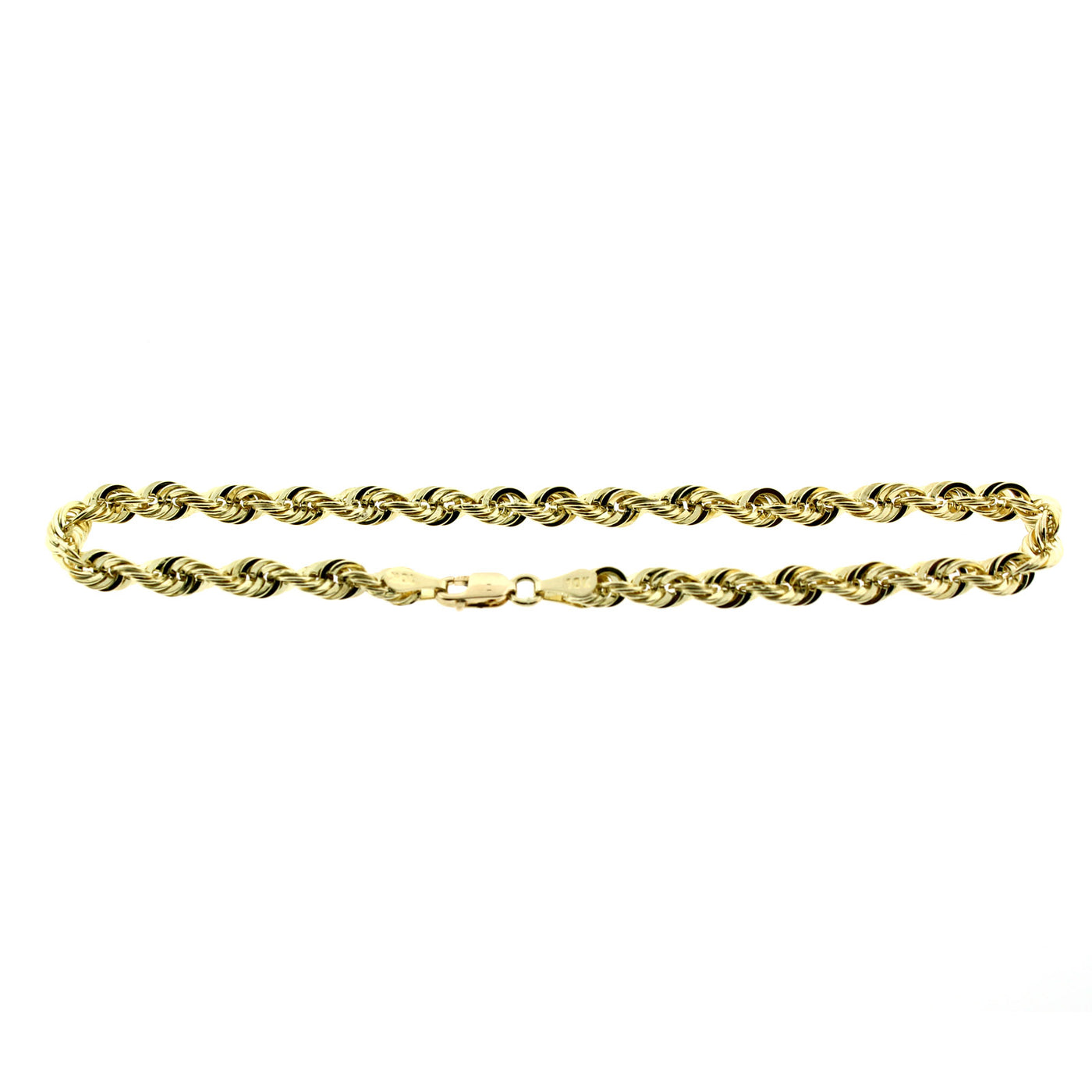 Real 10K Yellow Gold 2mm - 6mm Rope Chain Bracelet Anklet Men Women 7" 8" 9" 10"