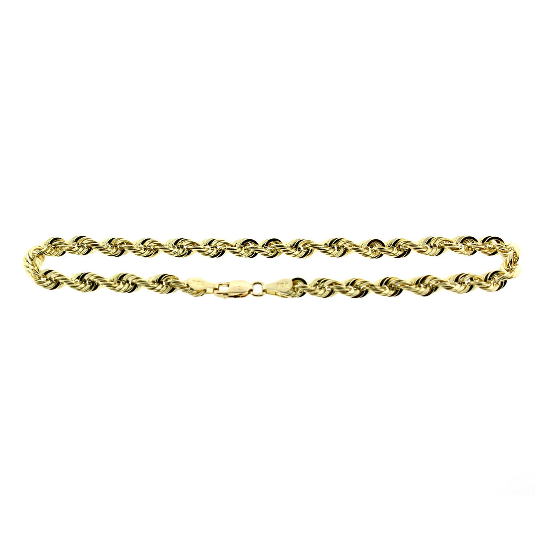 Real 10K Yellow Gold 5mm Rope Chain Bracelet Anklet Men Women 8" 9"