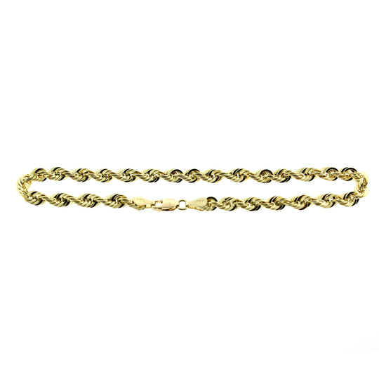 Real 10K Yellow Gold 5mm Rope Chain Bracelet Anklet Men Women 8" 9"