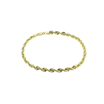 Real 10K Yellow Gold 3mm Rope Chain Bracelet Anklet Men Women 7" 8" 9"