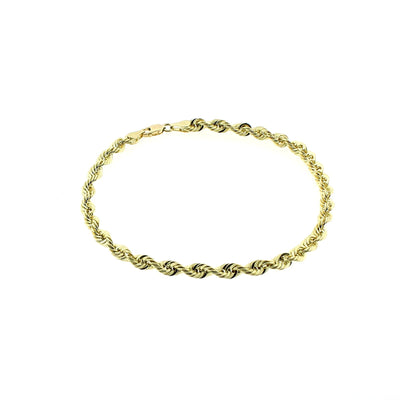 Real 10K Yellow Gold 2.5mm Rope Chain Bracelet Anklet Men Women 7" 8" 9"