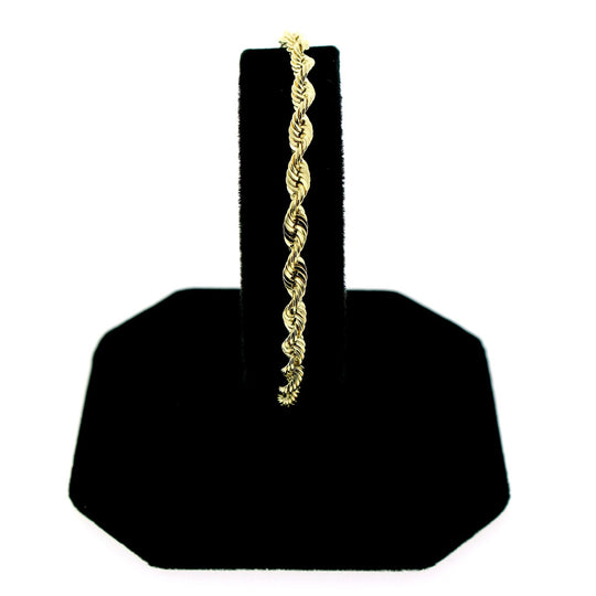 Real 10K Yellow Gold 5mm Rope Chain Bracelet Anklet Men Women 8" 9"