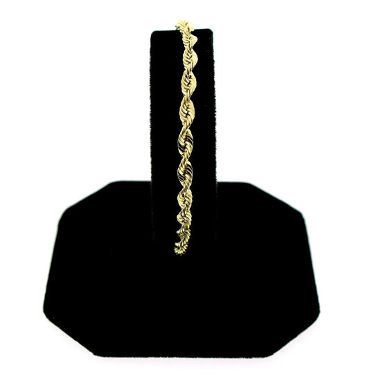 Real 10K Yellow Gold 6mm Rope Chain Bracelet Anklet Men Women 8" 9"