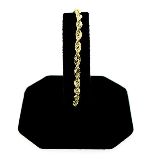 Real 10K Yellow Gold 3mm Rope Chain Bracelet Anklet Men Women 7" 8" 9"