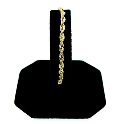 Real 10K Yellow Gold 2.5mm Rope Chain Bracelet Anklet Men Women 7" 8" 9"