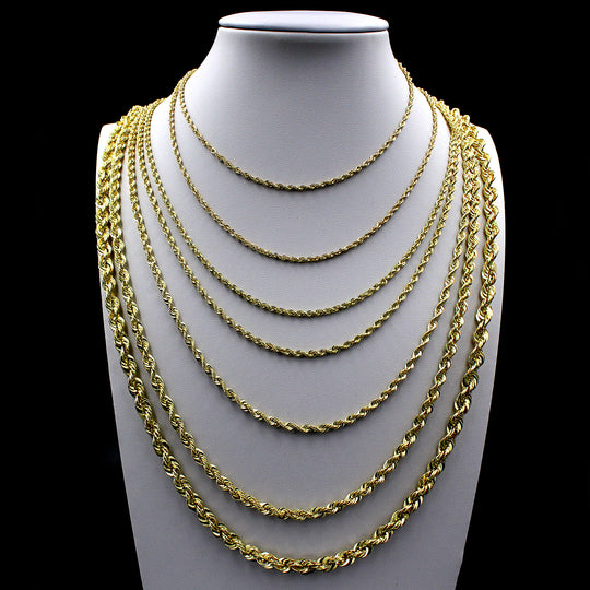 10K Yellow Gold Rope Chain Necklace 16&