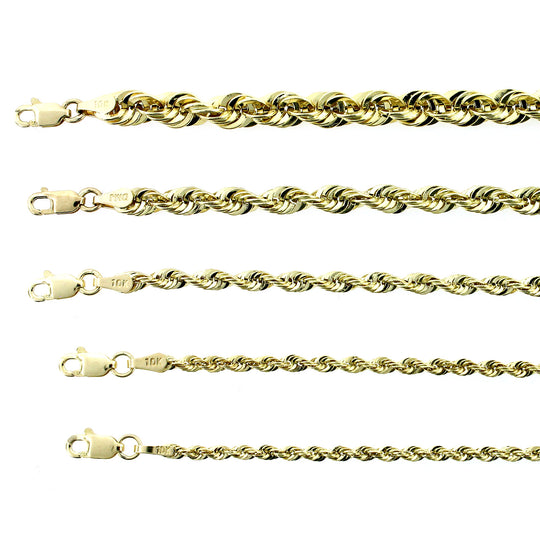 10K Yellow Gold Rope Chain Necklace 16&