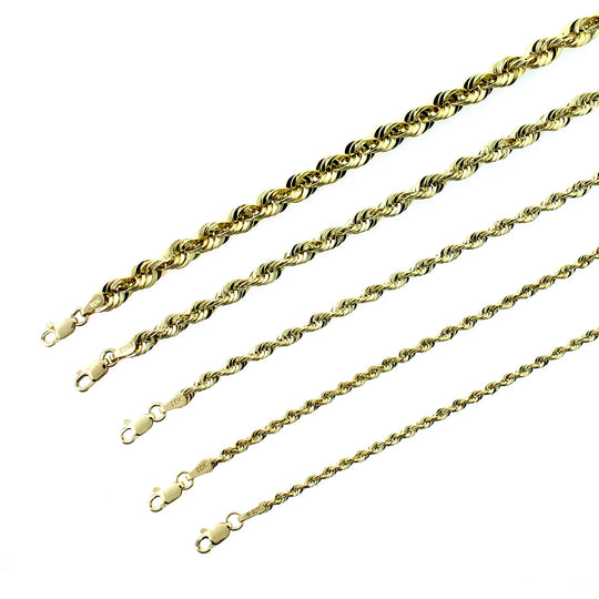 10K Yellow Gold Rope Chain Necklace 16&