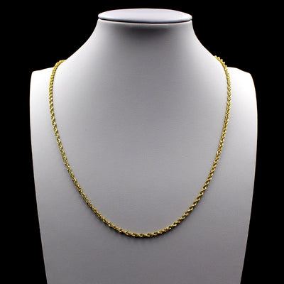 10K Yellow Gold Rope Chain Necklace 2MM 14" 16" 18" 20" 22" 24" 26" 28" 30"