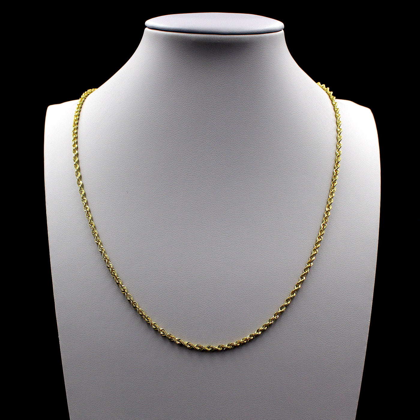 10K Solid Yellow Gold Rope Chain Necklace For Men & Women – JewelzKing