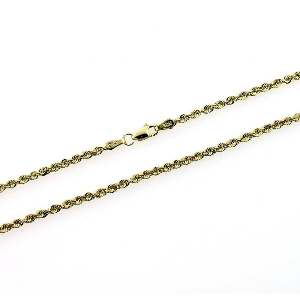 10K Yellow Gold Rope Chain Necklace 3MM 16" 18" 20" 22" 24" 26" 28" 30"