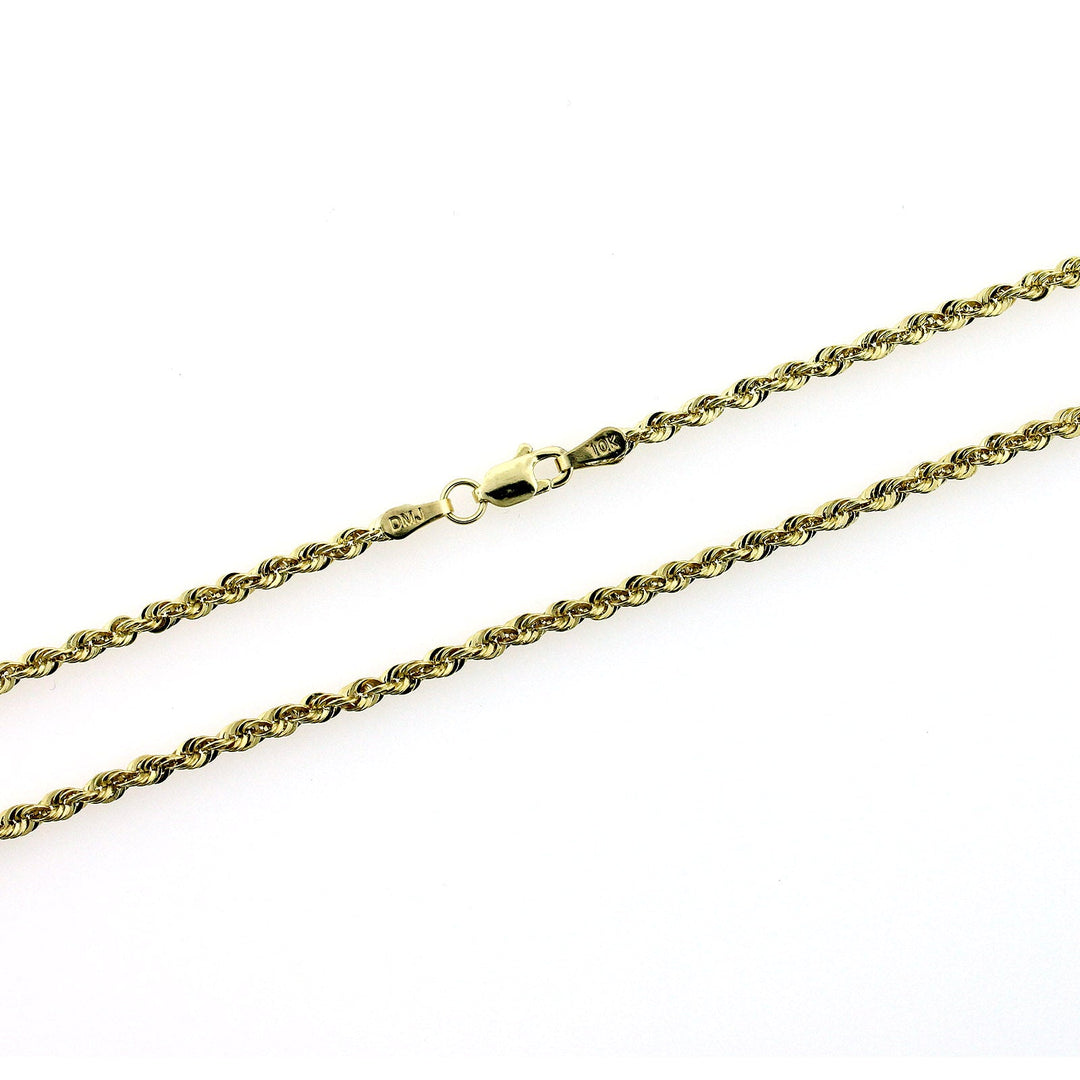 10K Yellow Gold Rope Chain Necklace 3MM 16" 18" 20" 22" 24" 26" 28" 30"