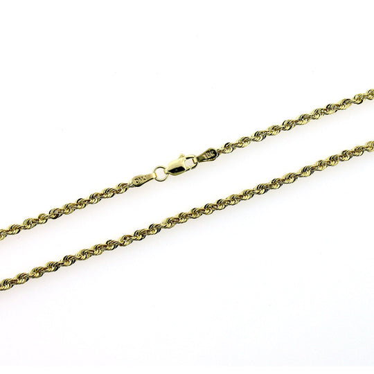 10K Yellow Gold Rope Chain Necklace 3MM 16" 18" 20" 22" 24" 26" 28" 30"