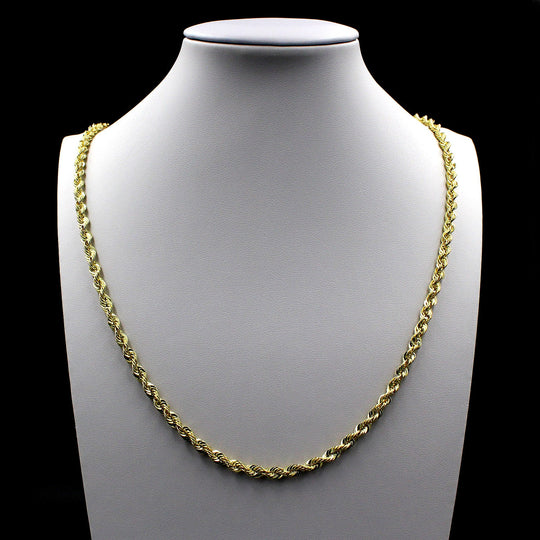 10K Yellow Gold Rope Chain Necklace 3MM 16" 18" 20" 22" 24" 26" 28" 30"