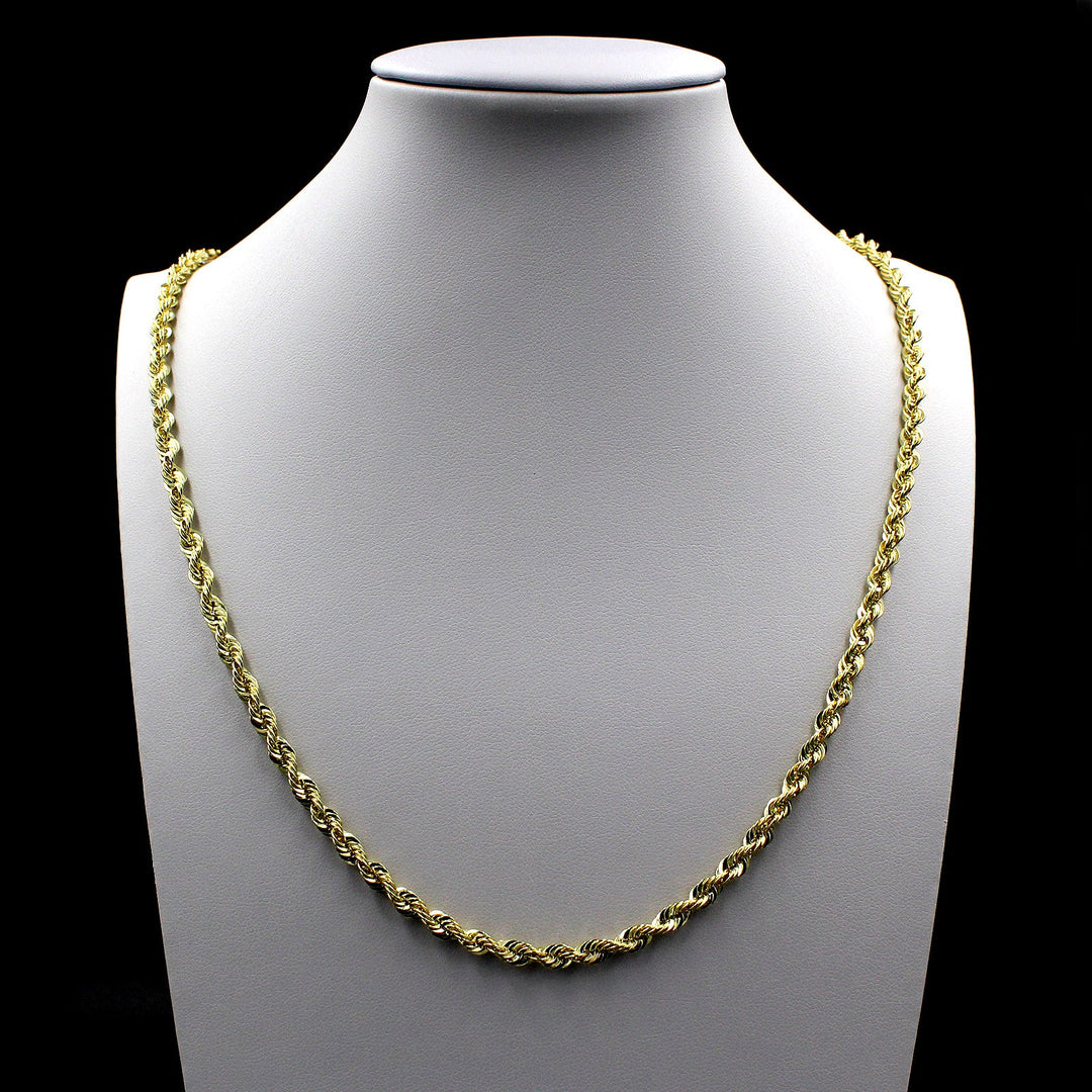 10K Yellow Gold Rope Chain Necklace 3MM 16