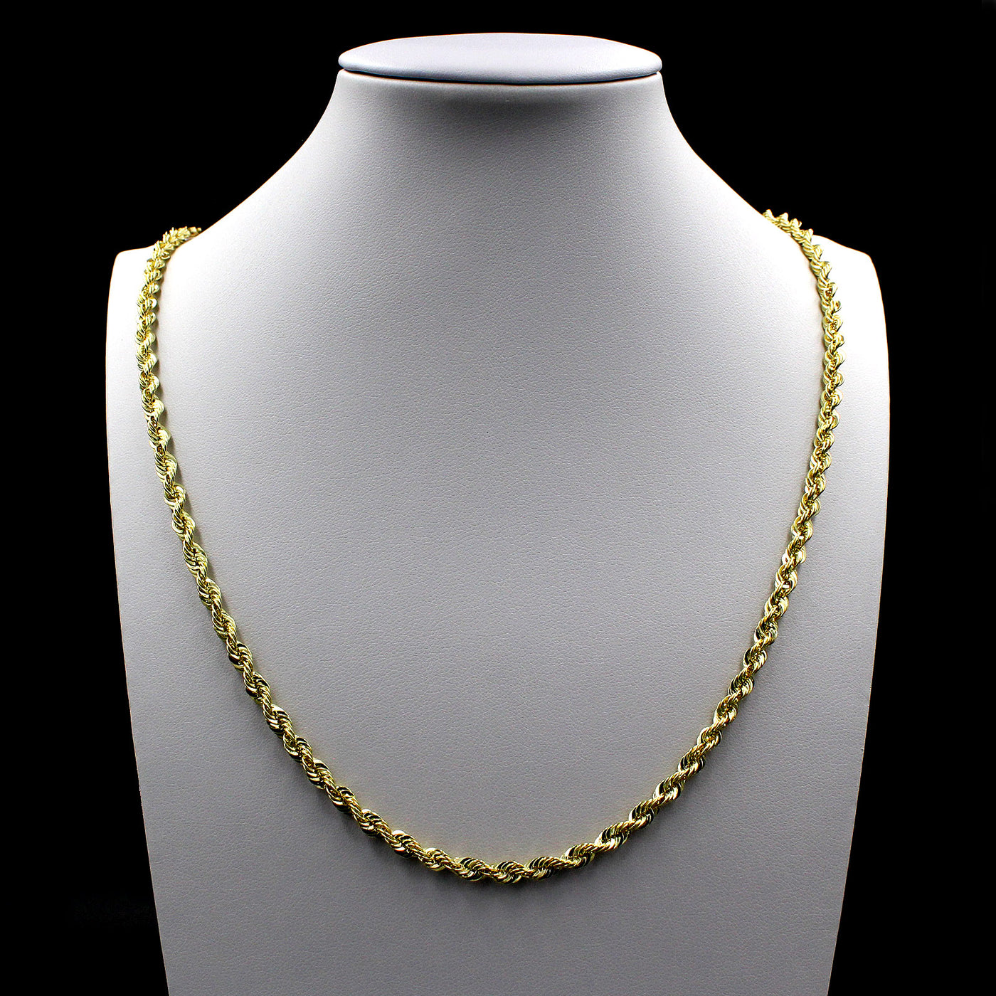 10K Yellow Gold Rope Chain Necklace 16'' - 30" 2mm 2.5mm 3mm 4mm 5mm 6mm