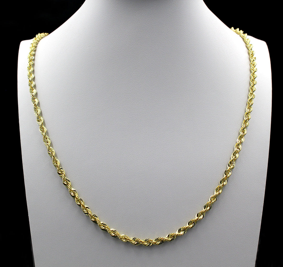 10K Yellow Gold Rope Chain Necklace 16&