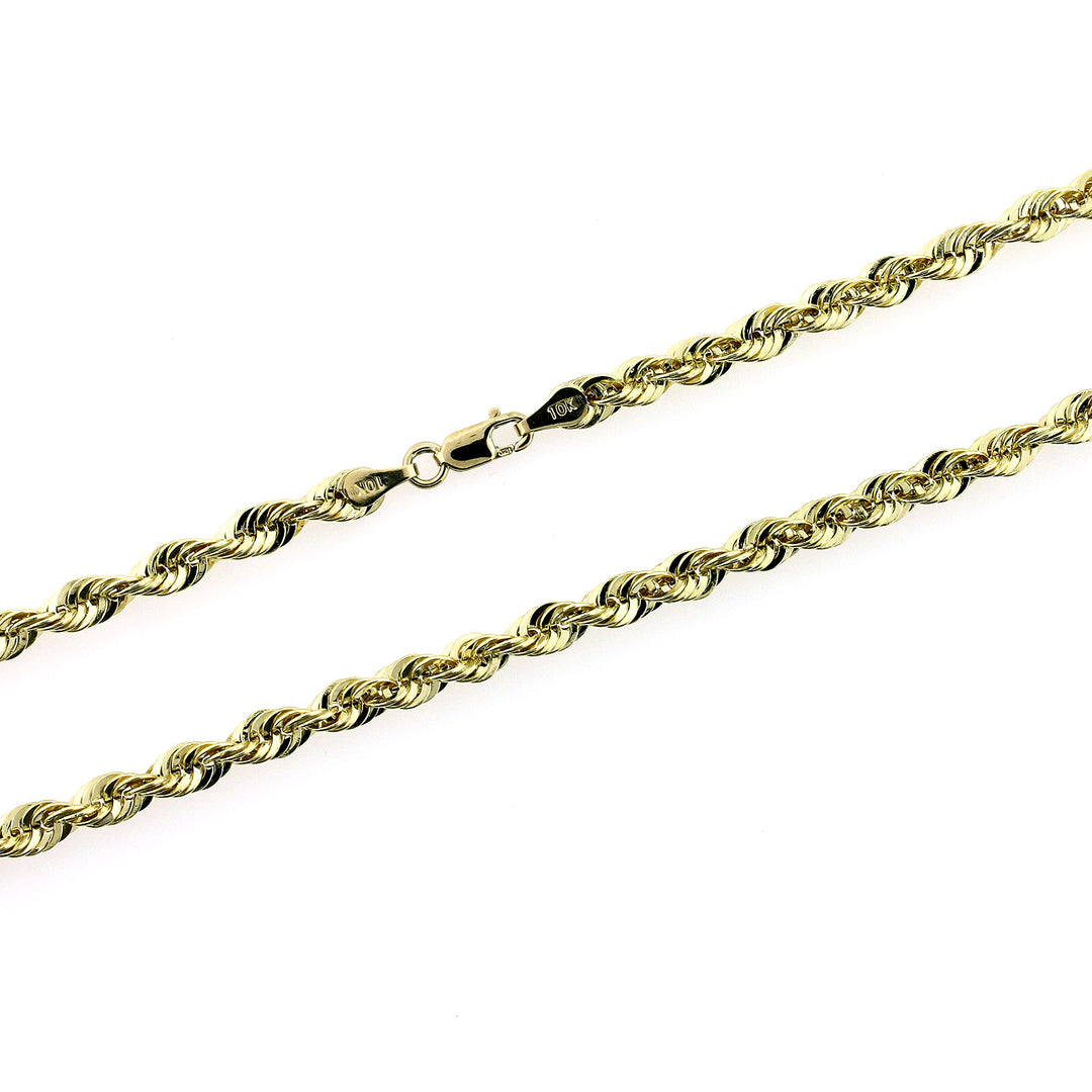 10K Yellow Gold Rope Chain Necklace 4MM 18" 20" 22" 24" 26" 28" 30"