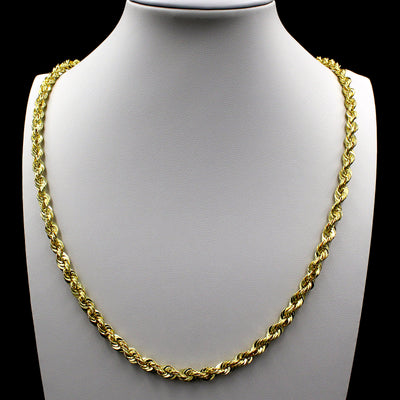 10K Yellow Gold Rope Chain Necklace 5MM 18" 20" 22" 24" 26" 28" 30"