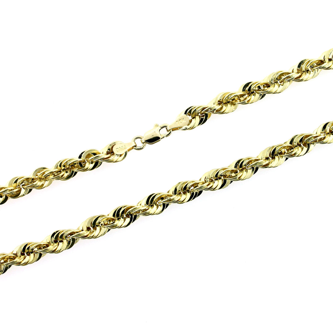 10K Yellow Gold Rope Chain Necklace 5MM 18" 20" 22" 24" 26" 28" 30"