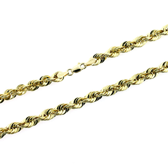 10K Yellow Gold Rope Chain Necklace 5MM 18" 20" 22" 24" 26" 28" 30"