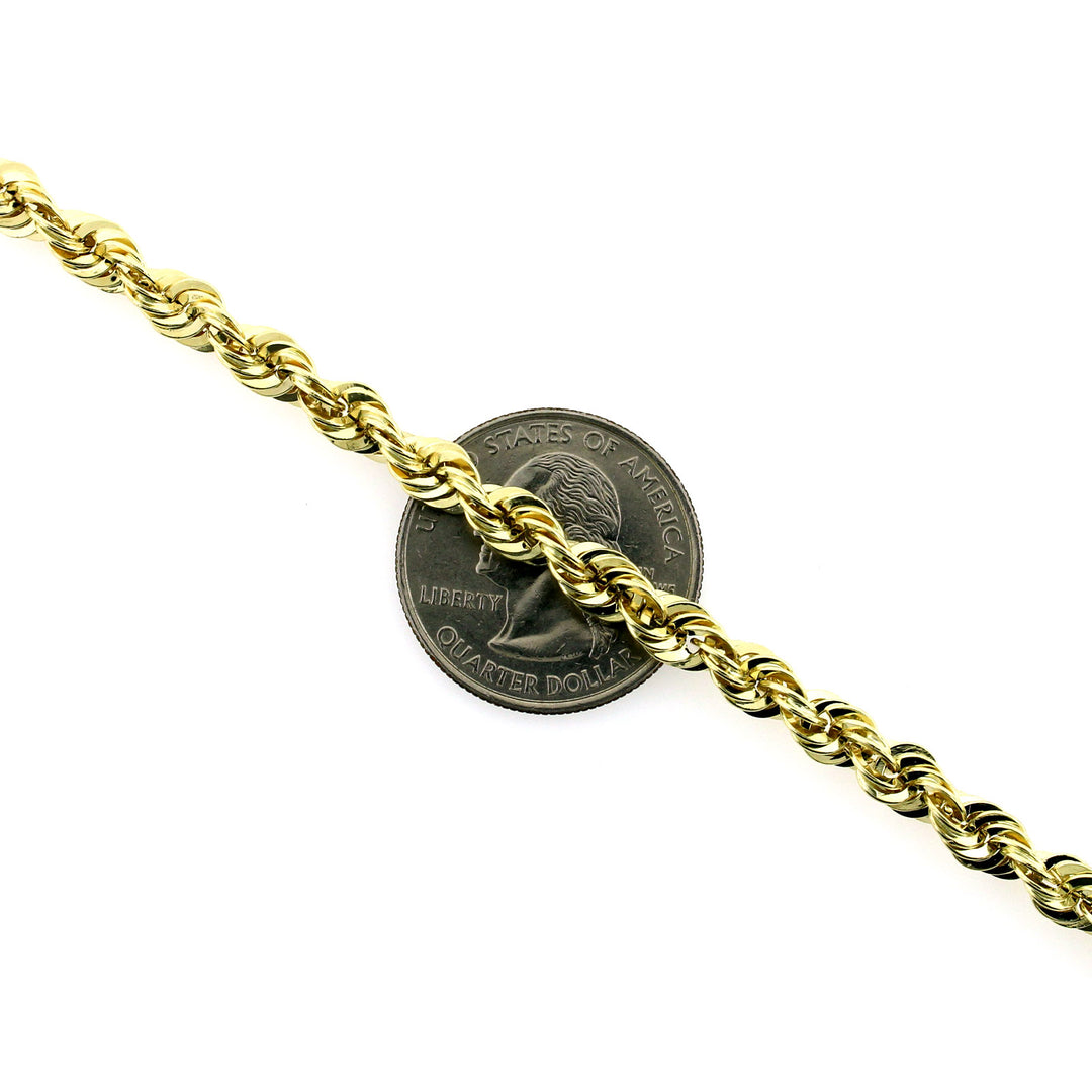 10K Yellow Gold Rope Chain Necklace 5MM 18" 20" 22" 24" 26" 28" 30"