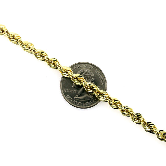 10K Yellow Gold Rope Chain Necklace 5MM 18" 20" 22" 24" 26" 28" 30"