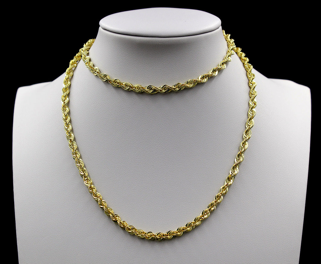 10K Yellow Gold Rope Chain Necklace 16&
