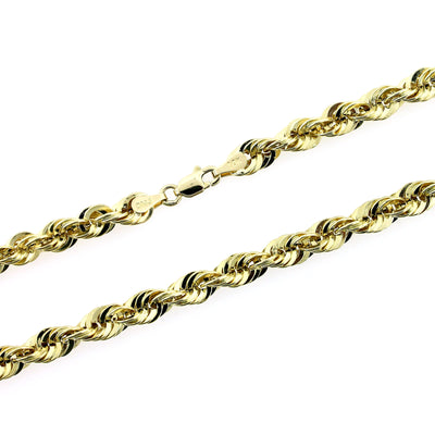 10K Yellow Gold Rope Chain Necklace 6MM 20" 22" 24" 26" 28" 30"
