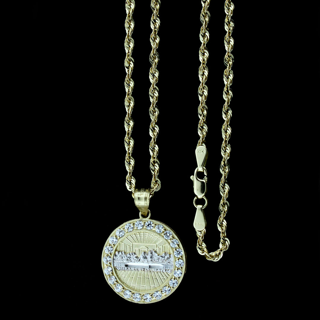 10k & 14k Solid Gold Last Supper Jesus Pendant Necklace - Round Circle Charm for Men Women Religious Jewelry Unique Christian Gift for Him - UK 10k & 14k Solid Gold Last Supper Jesus Pendant Necklace - Round Circle Charm for Men Women Religious Jewelry Unique Christian Gift for Him - UK