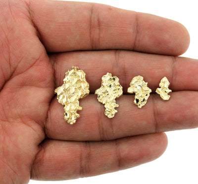 Men's Women's Kid's 10K Solid Yellow Gold Diamond Cut Nugget Stud Earrings
