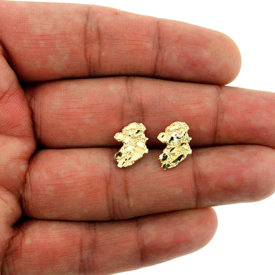 Mens Real 10K Solid Yellow Gold Medium Nugget Stud Earrings