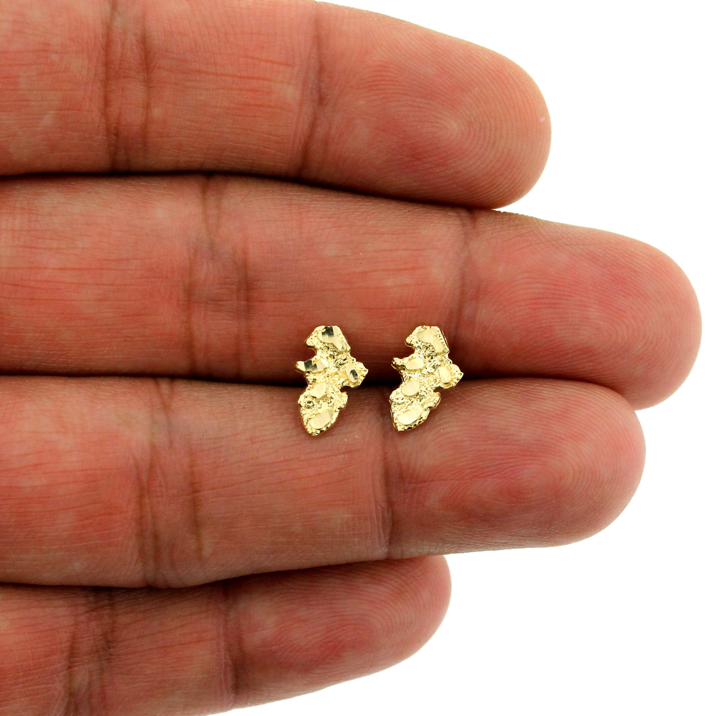 Mens Real 10K Solid Yellow Gold Small Nugget Stud Earrings