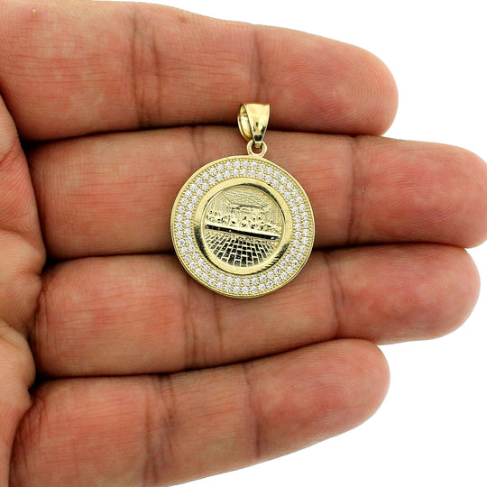 Mens Real 10K Yellow Gold Diamond Cut Round Jesus Last Supper Charm Pendant