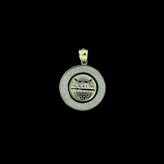 Mens Real 10K Yellow Gold Diamond Cut Round Jesus Last Supper Charm Pendant