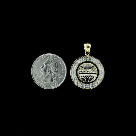 Mens Real 10K Yellow Gold Diamond Cut Round Jesus Last Supper Charm Pendant