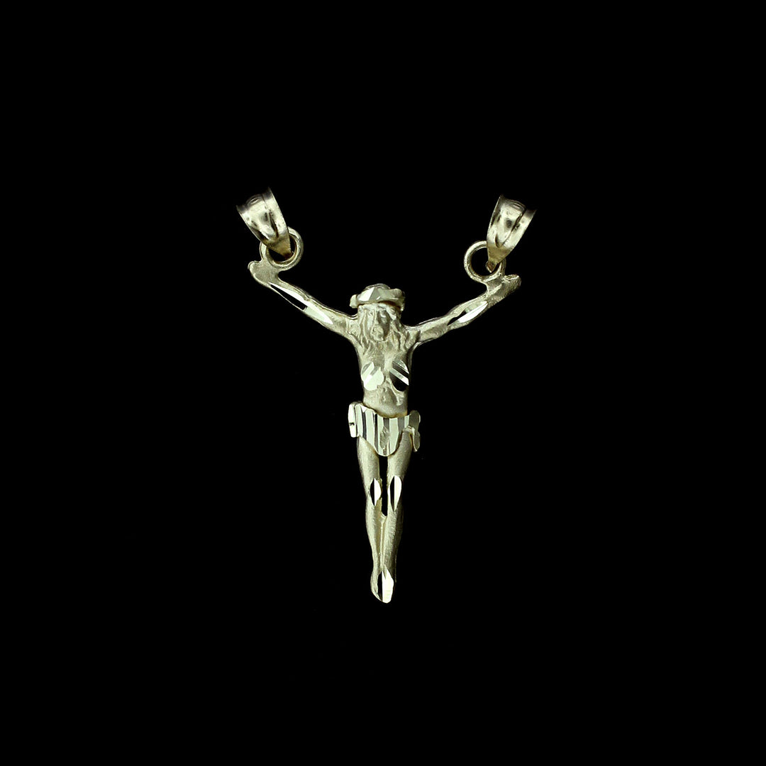 Mens Real 10K Yellow Gold Diamond Cut Jesus Face Charm Pendant