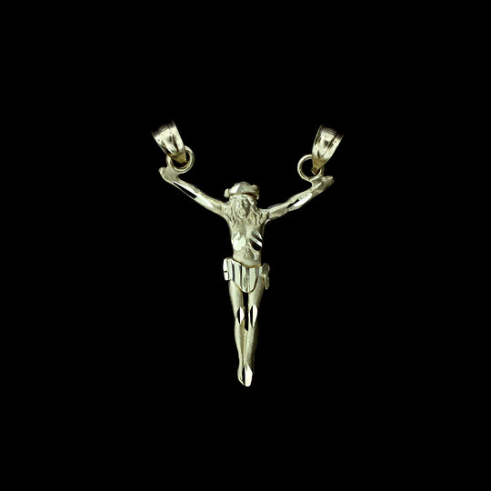 Mens Real 10K Yellow Gold Diamond Cut Jesus Face Charm Pendant