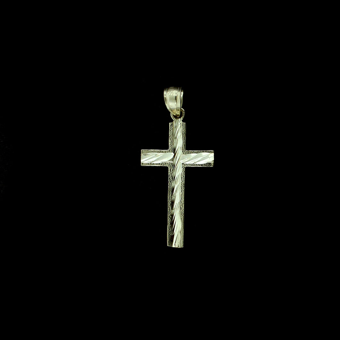Mens Real 10K Yellow Gold Diamond Cut Cross Charm Pendant 1.55" inch, 10KT Gold