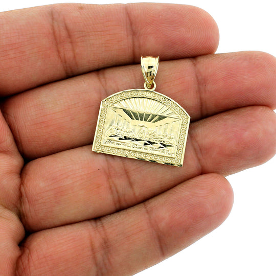 Mens Real 10K Yellow Gold Apostles Last Supper Pendant &amp; 2.5mm Rope Chain Necklace Set