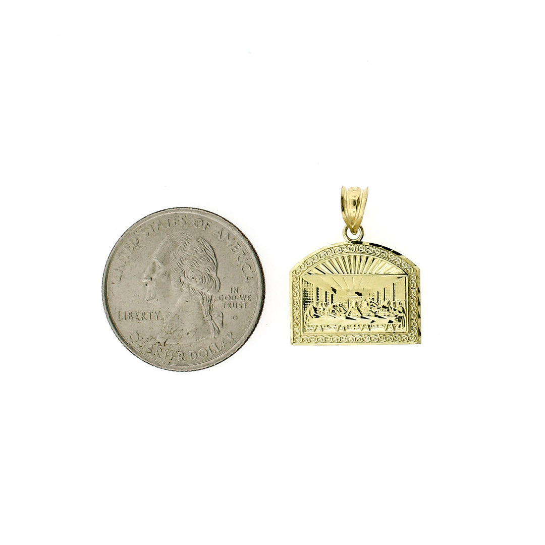 Mens Real 10K Yellow Gold Apostles Last Supper Pendant Diamond Cut Jesus Charm