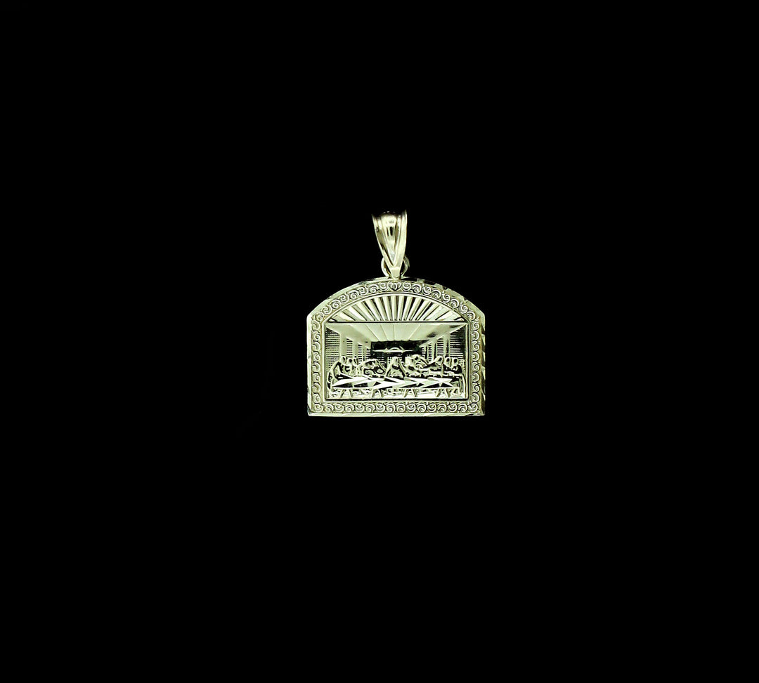 Mens Real 10K Yellow Gold Apostles Last Supper Pendant Diamond Cut Jesus Charm