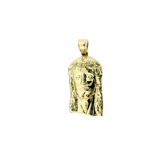 Mens Real 10K Yellow Gold Jesus Head Face Charm Pendant &amp; 2.5mm Rope Chain Necklace Set