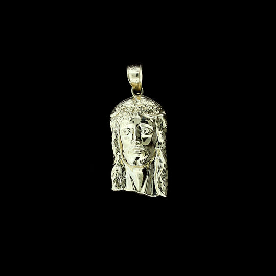 Mens Real 10K Yellow Gold Jesus Head Face Charm Pendant &amp; 2.5mm Rope Chain Necklace Set